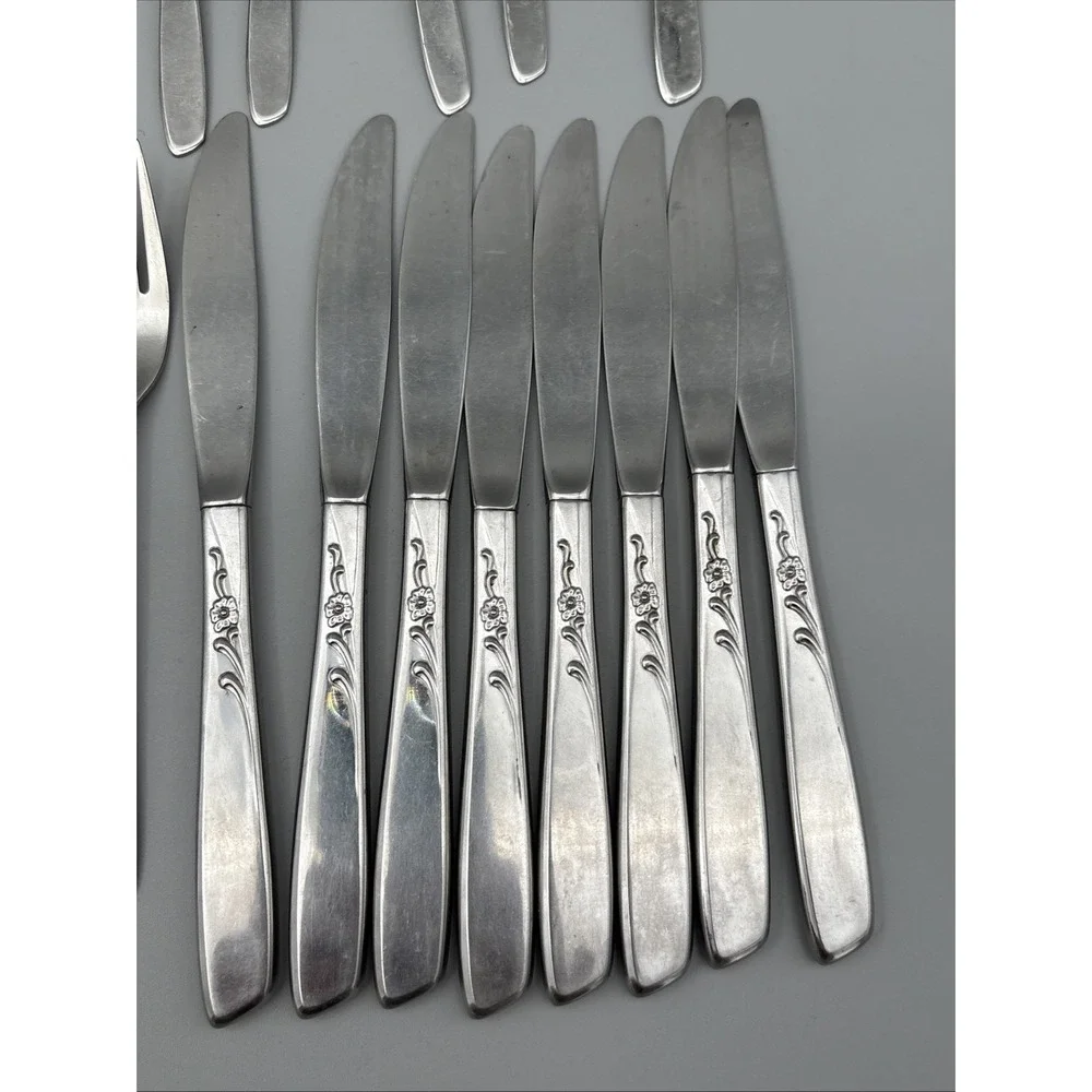 Vintage Oneida Spice Pattern 21 Pc Flatware Floral Fork Spoon Butter‎ Knife